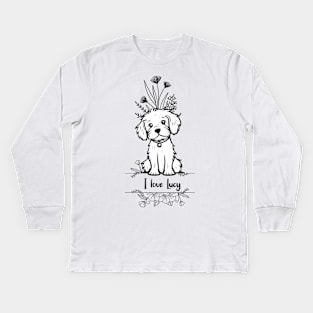 I Love Lucy Floral Design Kids Long Sleeve T-Shirt